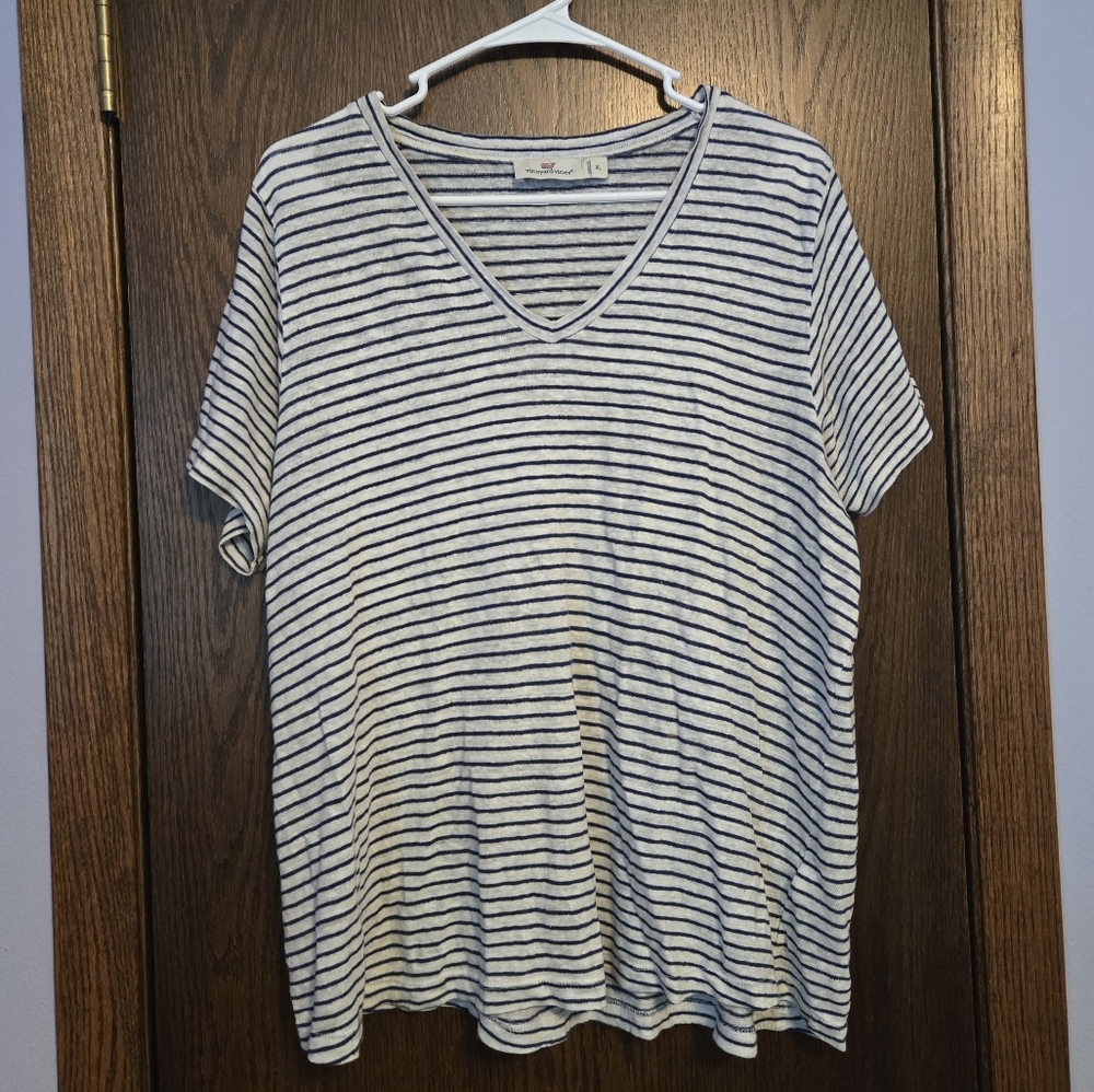 Vineyard Vines Striped V Neck Top